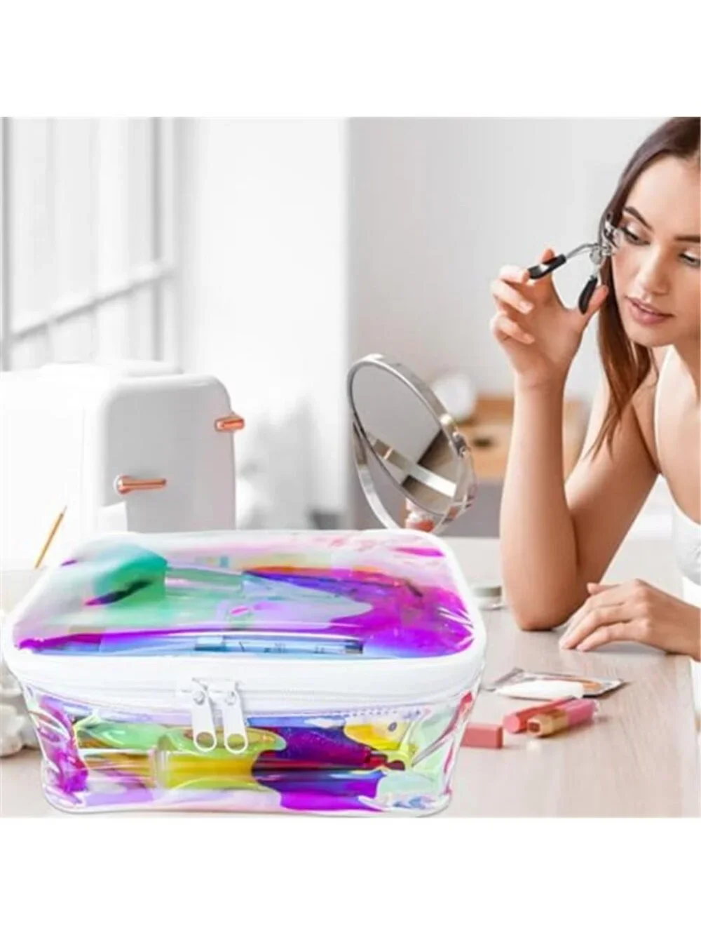 Holographic Clear Makeup Bags Bulk,Clear Storage Bag Toiletry Pocket